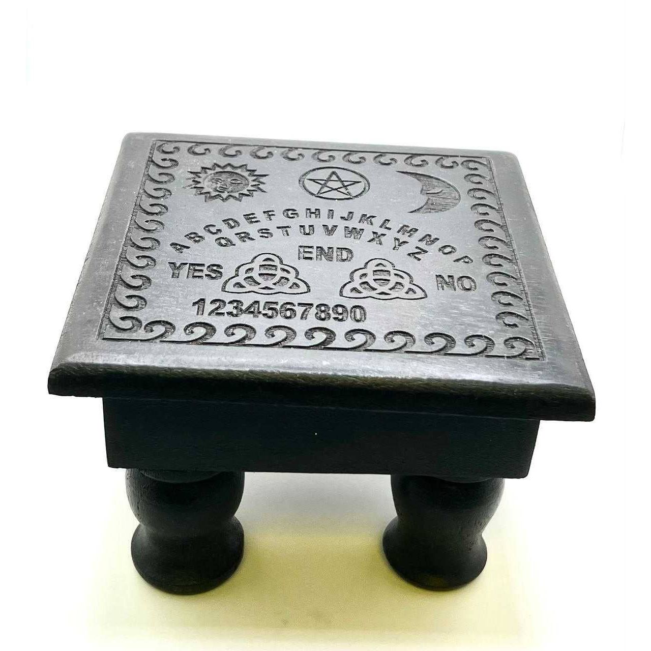 Mini Wooden Spirit Board Altar Table – Black – Approx. 6" x 6" x 4"