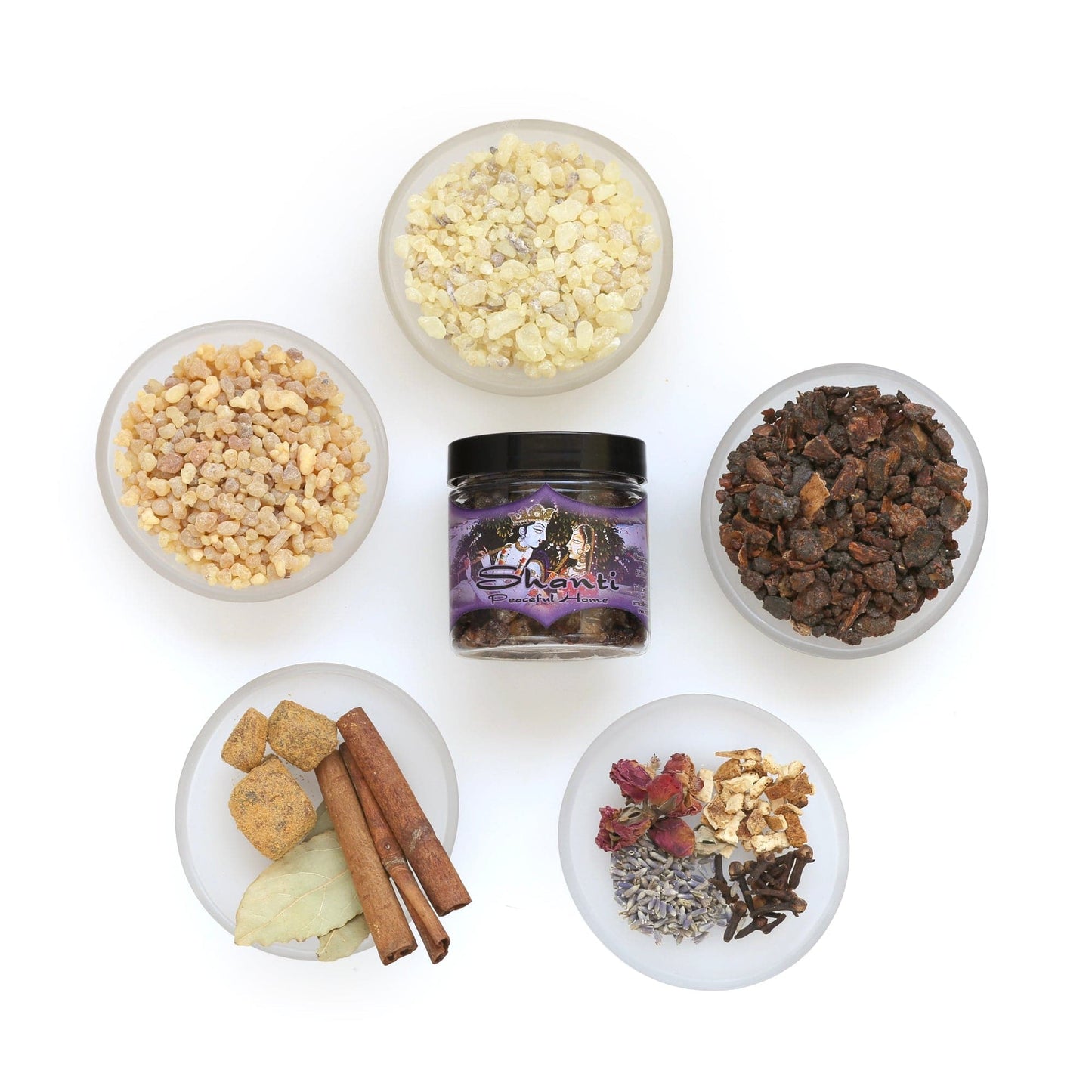 Shanti Resin Incense – Peaceful Home Spiritual Incense – Floral & Earthy Blend (2.4 oz Jar)