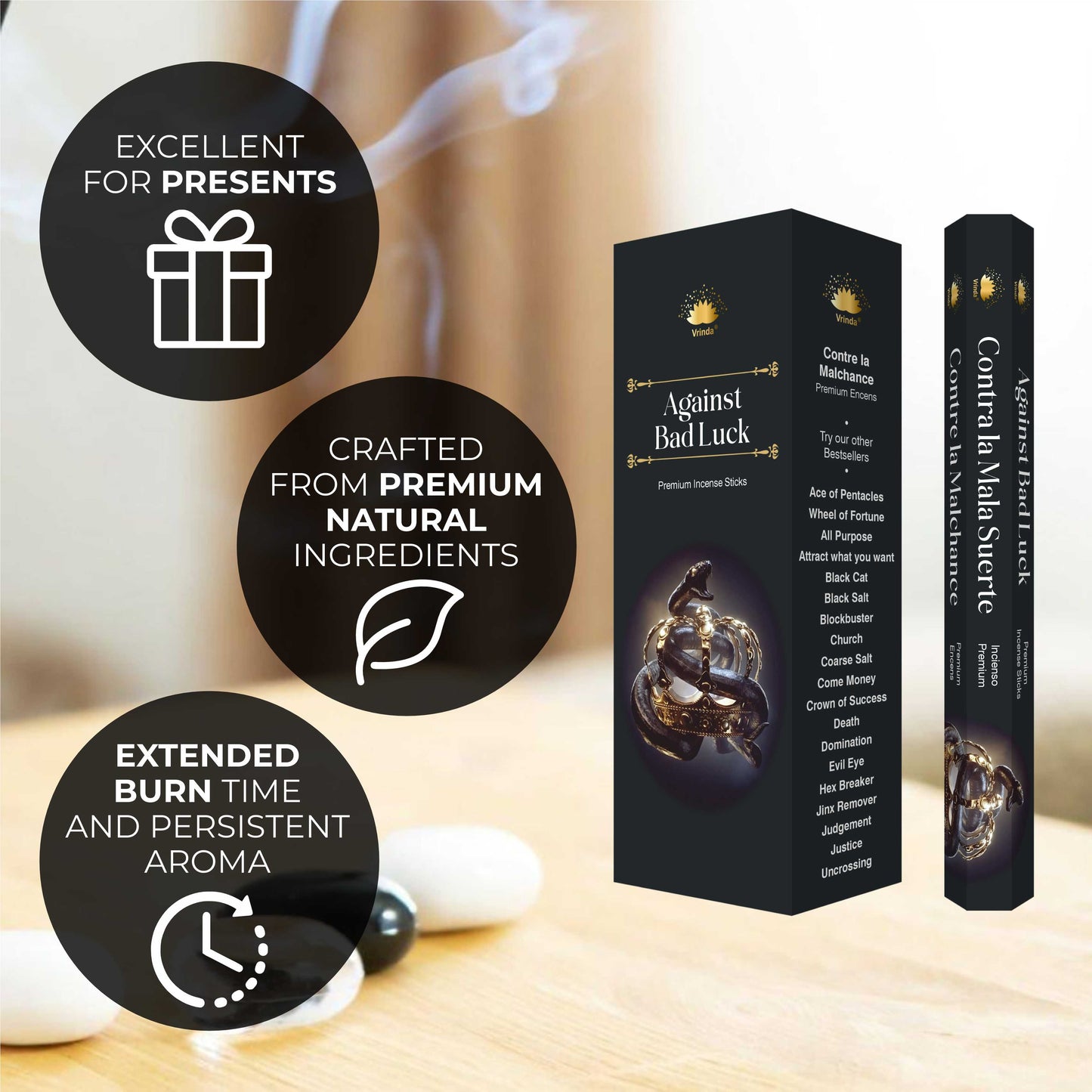 Against Bad Luck hexa incense sticks (pack of 6) - Authentic Occult and Witchcraft Supply Image