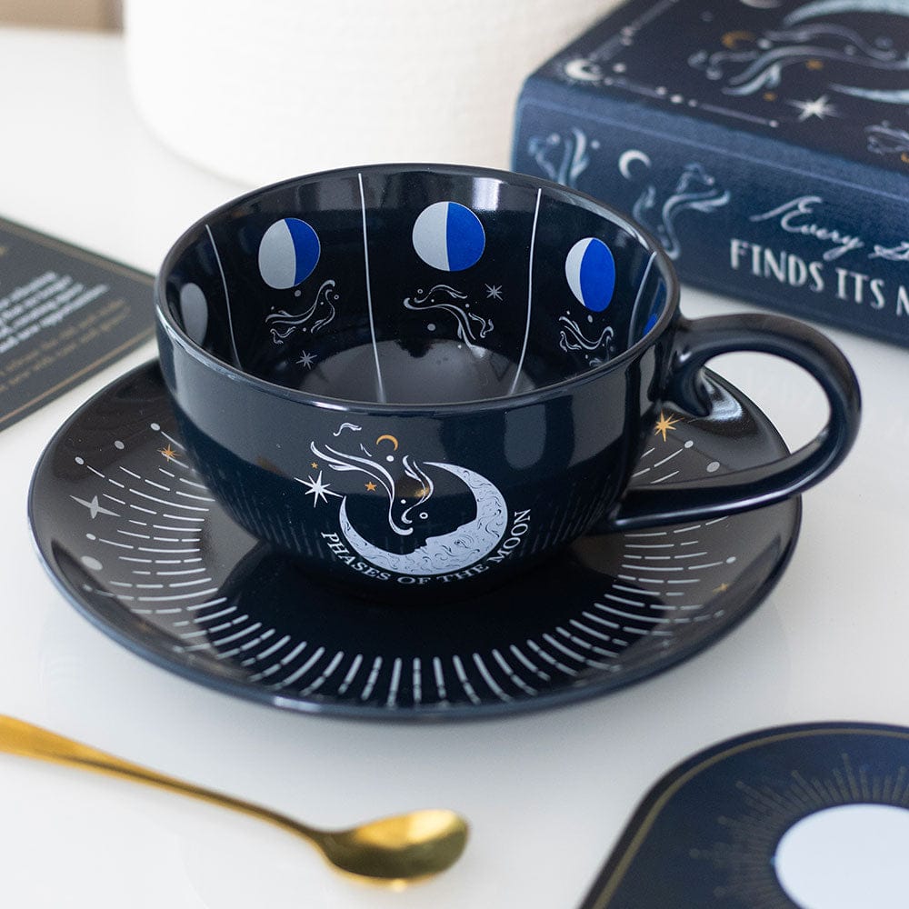 Blue Moon Phase Teacup and Saucer Set – Celestial Gift