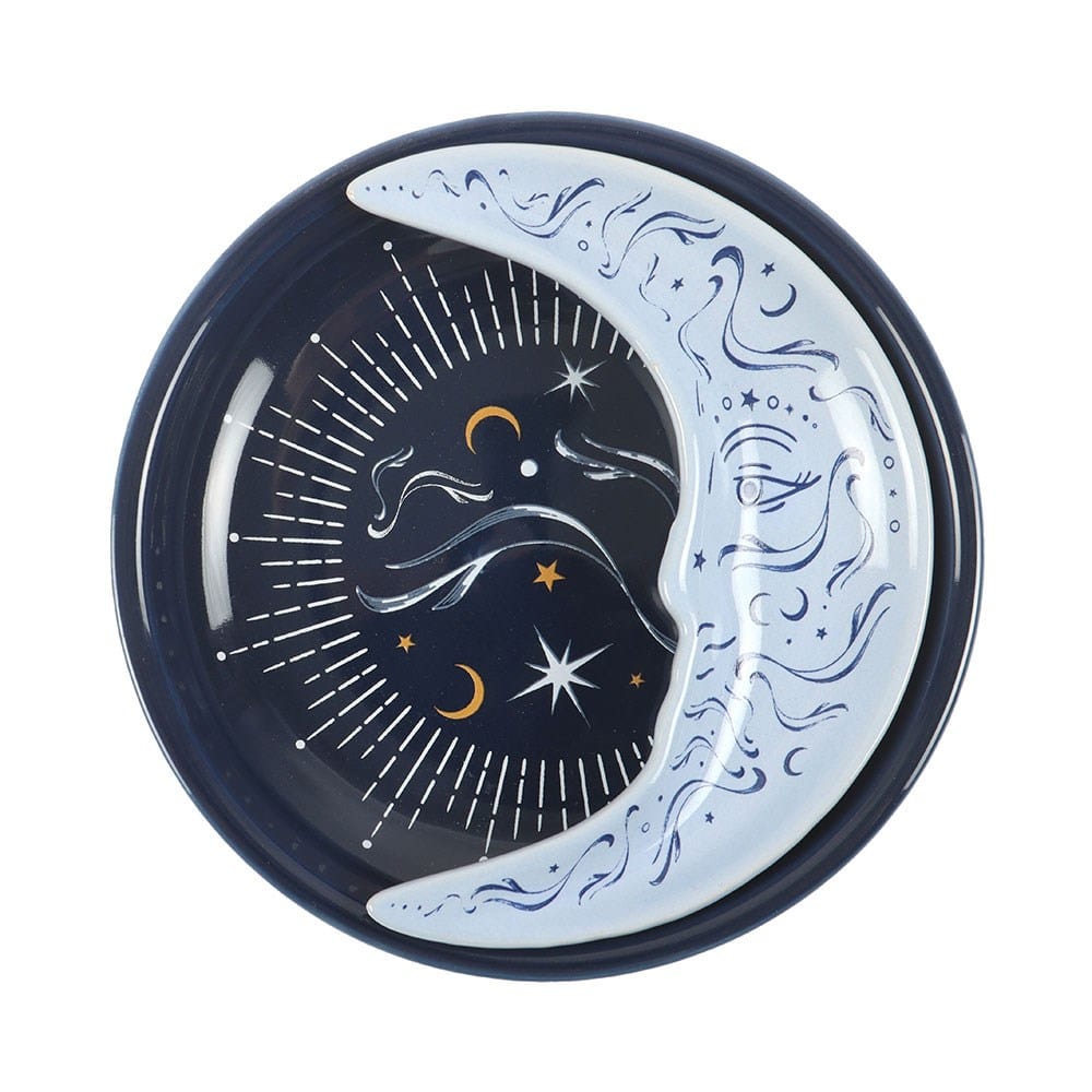 Blue Moon Stacking Trinket Dish - Celestial Ceramic Ring Holder & Jewelry Tray