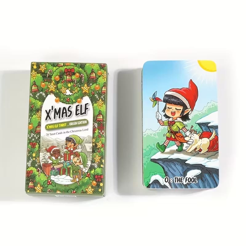 Christmas Tarot Deck – 78 Card Holiday Tarot, X’Mas Elf Green Edition