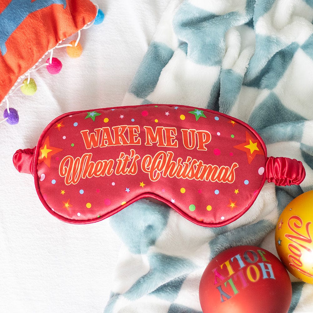 'Wake Me Up When It's Christmas' Satin Sleep Mask - Funny Holiday Eye Cover - Authentic Occult and Witchcraft Supply Image