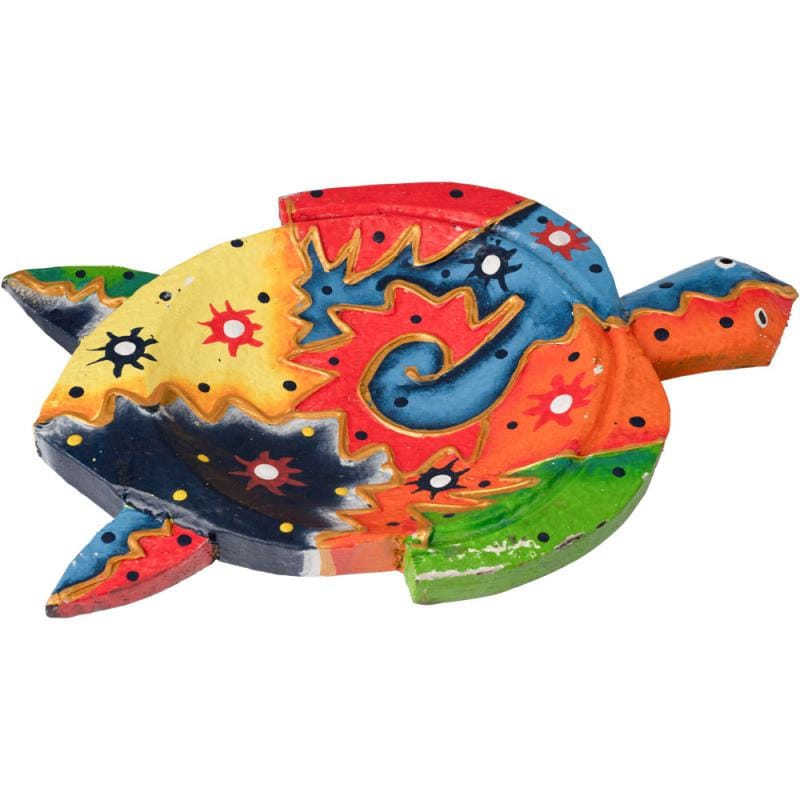 Colorful Wooden Turtle Trinket Bowl – Hand-Painted Decorative Dish