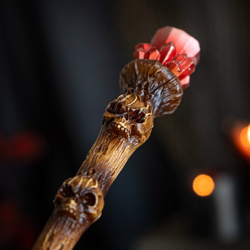 Skull Crystal Magic Wand – Red Crystal Gothic Witch Wand