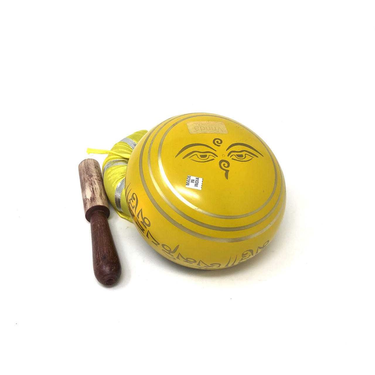 Tibetan Singing Bowl OM MANI (Yellow) - Authentic Occult and Witchcraft Supply Image