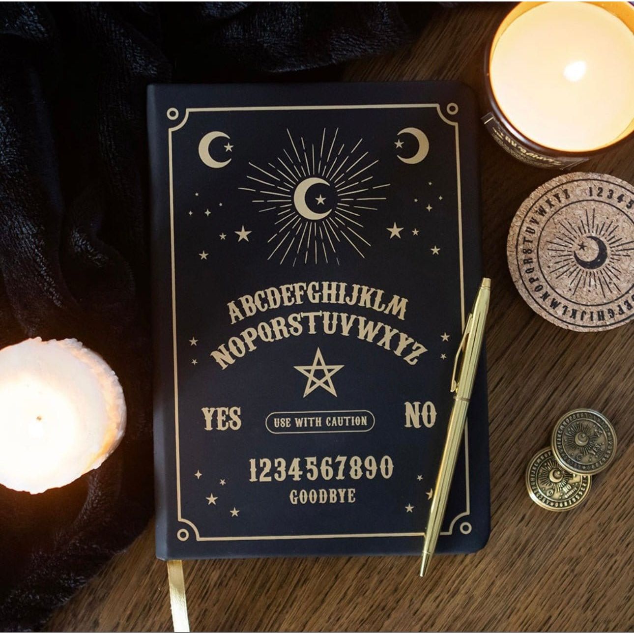 Black Talking Board A5 Notebook - Authentic Occult and Witchcraft Supply Image