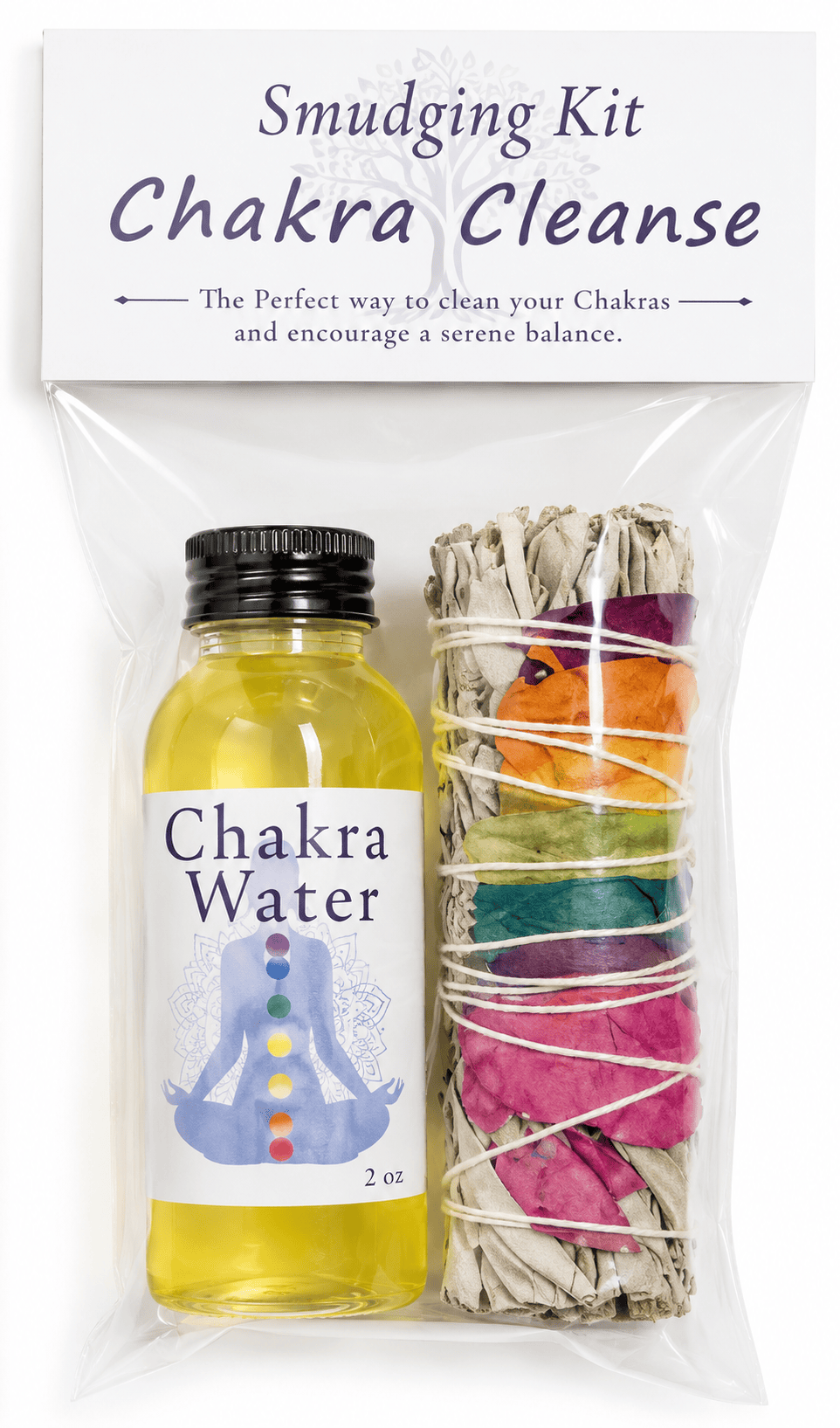 Chakra Cleansing Smudge Kit | Chakra Water & Sage Ritual Set