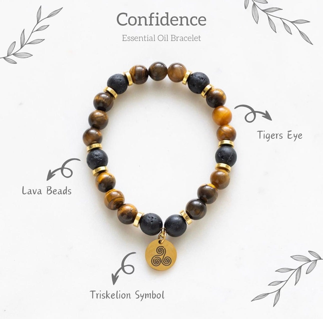 Confidence Tiger's Eye Crystal Essential Oil Bracelet Confidence Tiger's Eye Crystal Essential Oil Bracelet