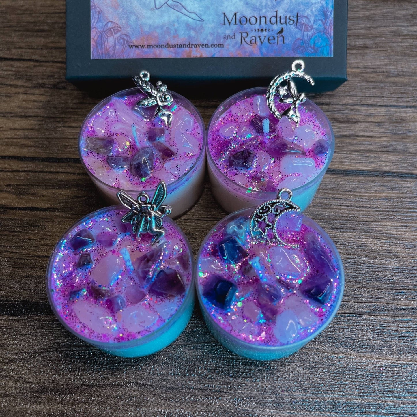 Faerie Dust Tealight Crystal Candles, Ritual Candles Faerie Dust Tealight Crystal Candles, Ritual Candles