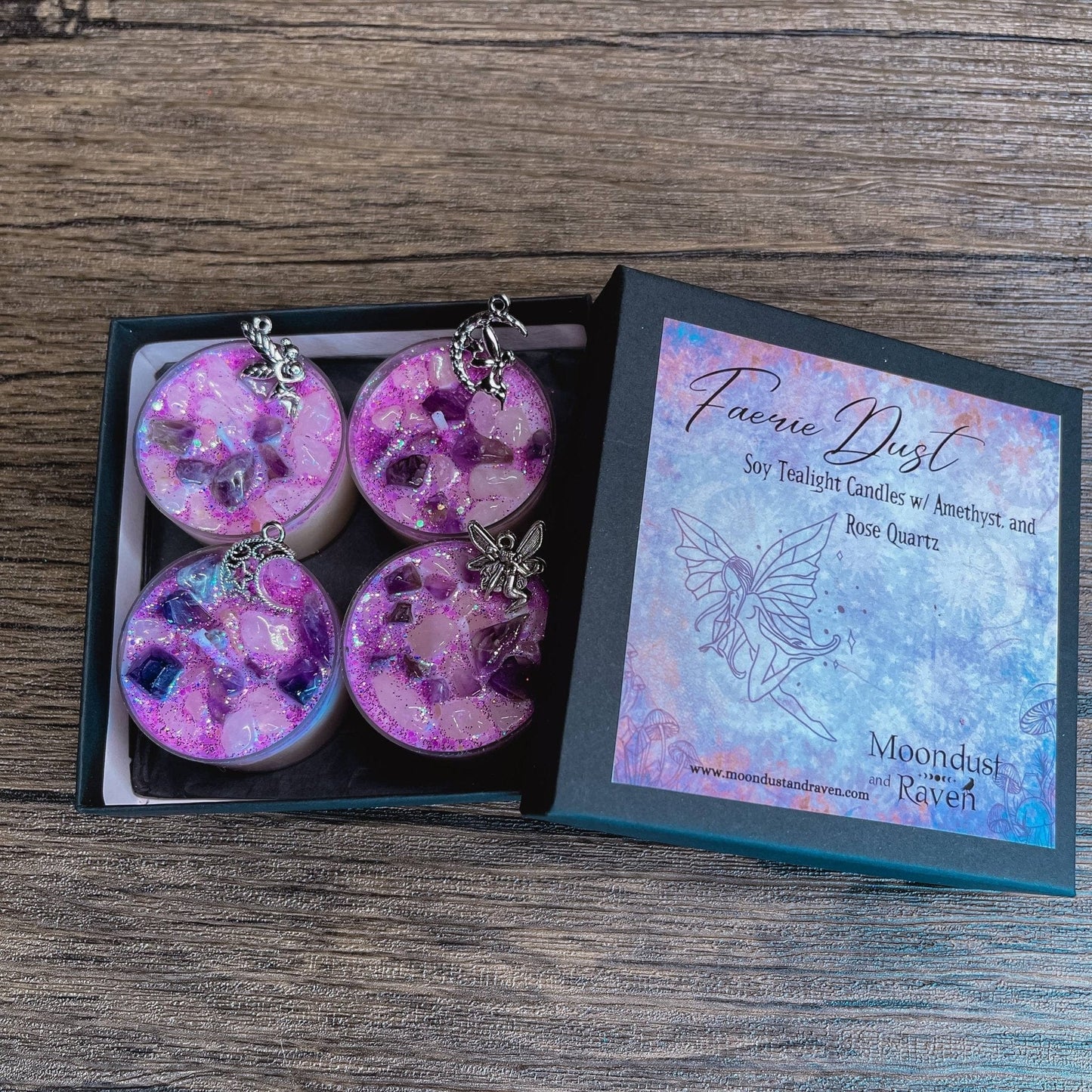 Faerie Dust Tealight Crystal Candles, Ritual Candles Faerie Dust Tealight Crystal Candles, Ritual Candles