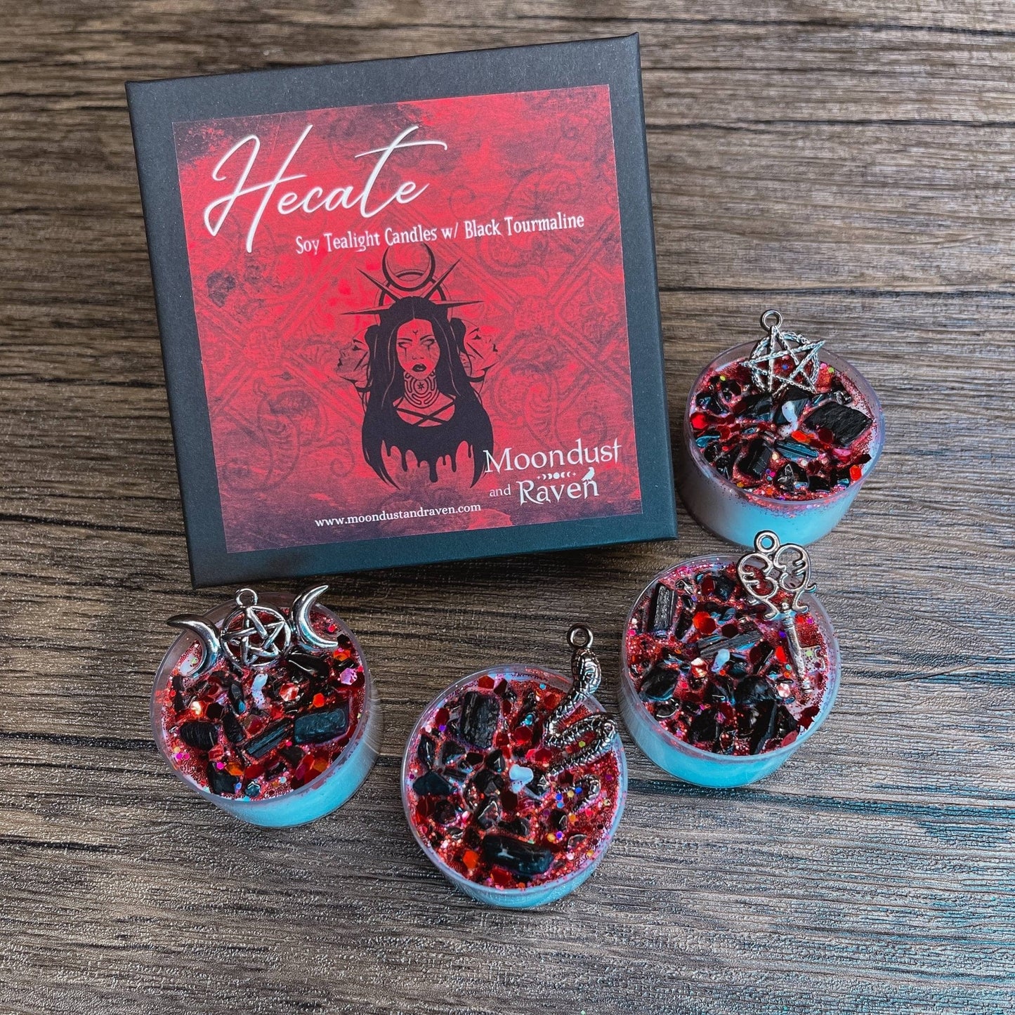 Hecate Tealight Crystal Candles, Ritual Candles Hecate Tealight Crystal Candles, Ritual Candles