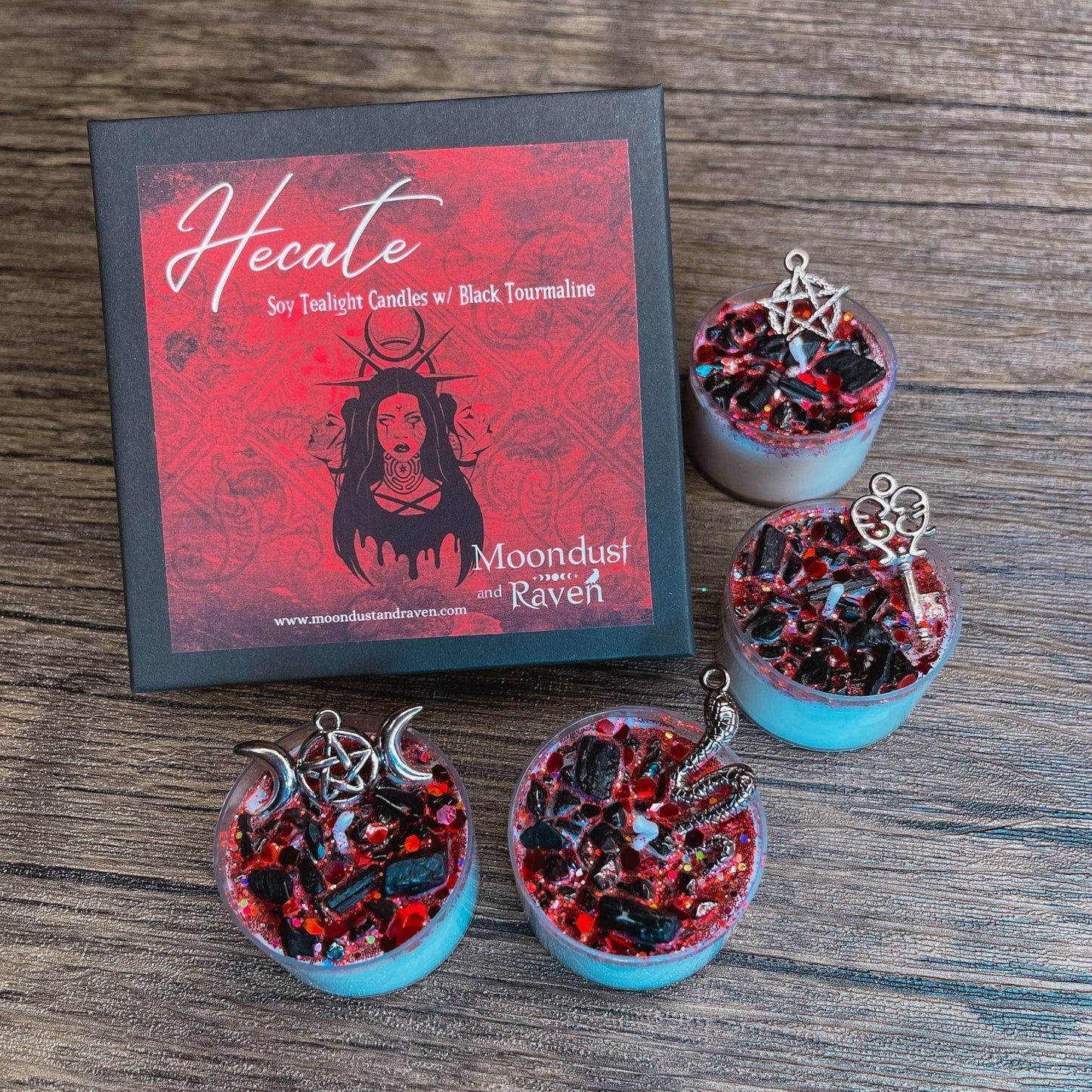 Hecate Tealight Crystal Candles, Ritual Candles Hecate Tealight Crystal Candles, Ritual Candles