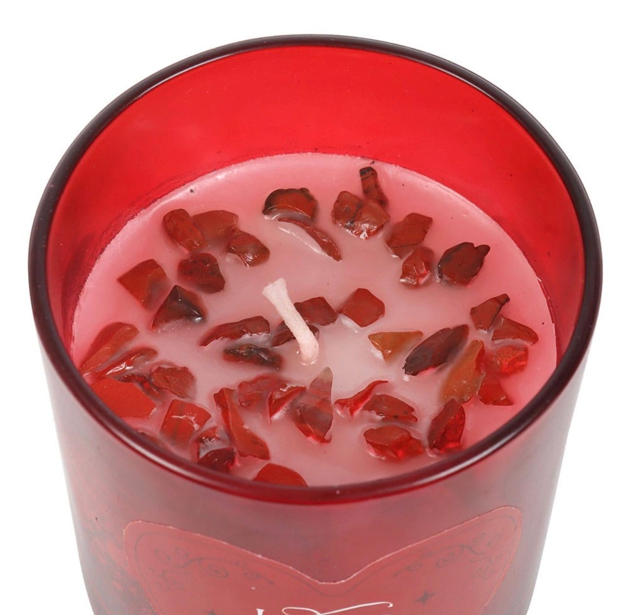 Love Potion Raspberry Crystal Chip Candle Love Potion Raspberry Crystal Chip Candle