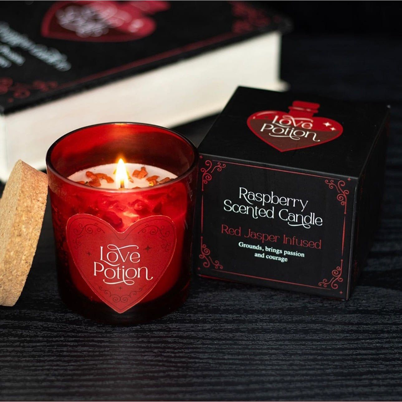 Love Potion Raspberry Crystal Chip Candle - Authentic Occult and Witchcraft Supply Image
