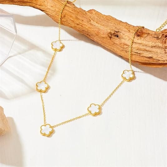 White Clover Jewelry Set | Gold Plated Stainless Steel