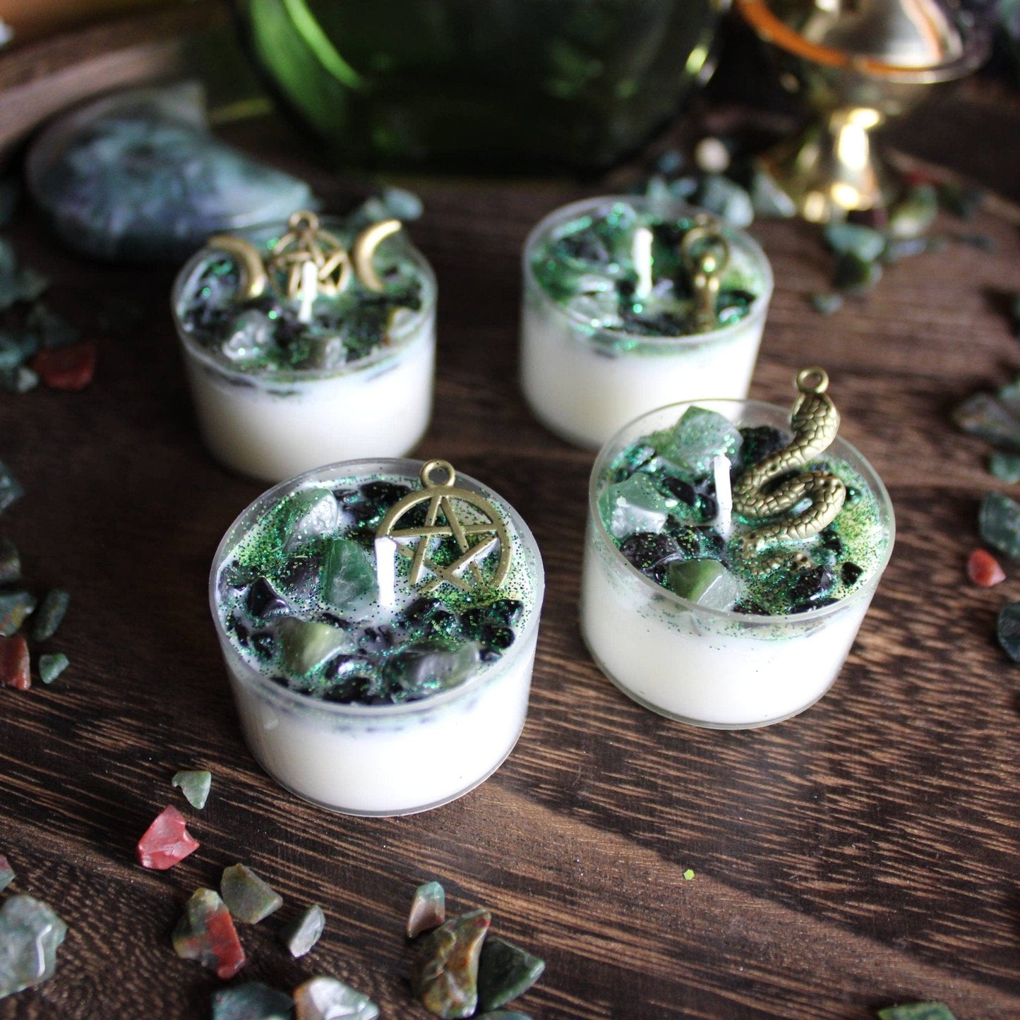 Medusa Tealight Crystal Candles, Ritual Candles Medusa Tealight Crystal Candles, Ritual Candles