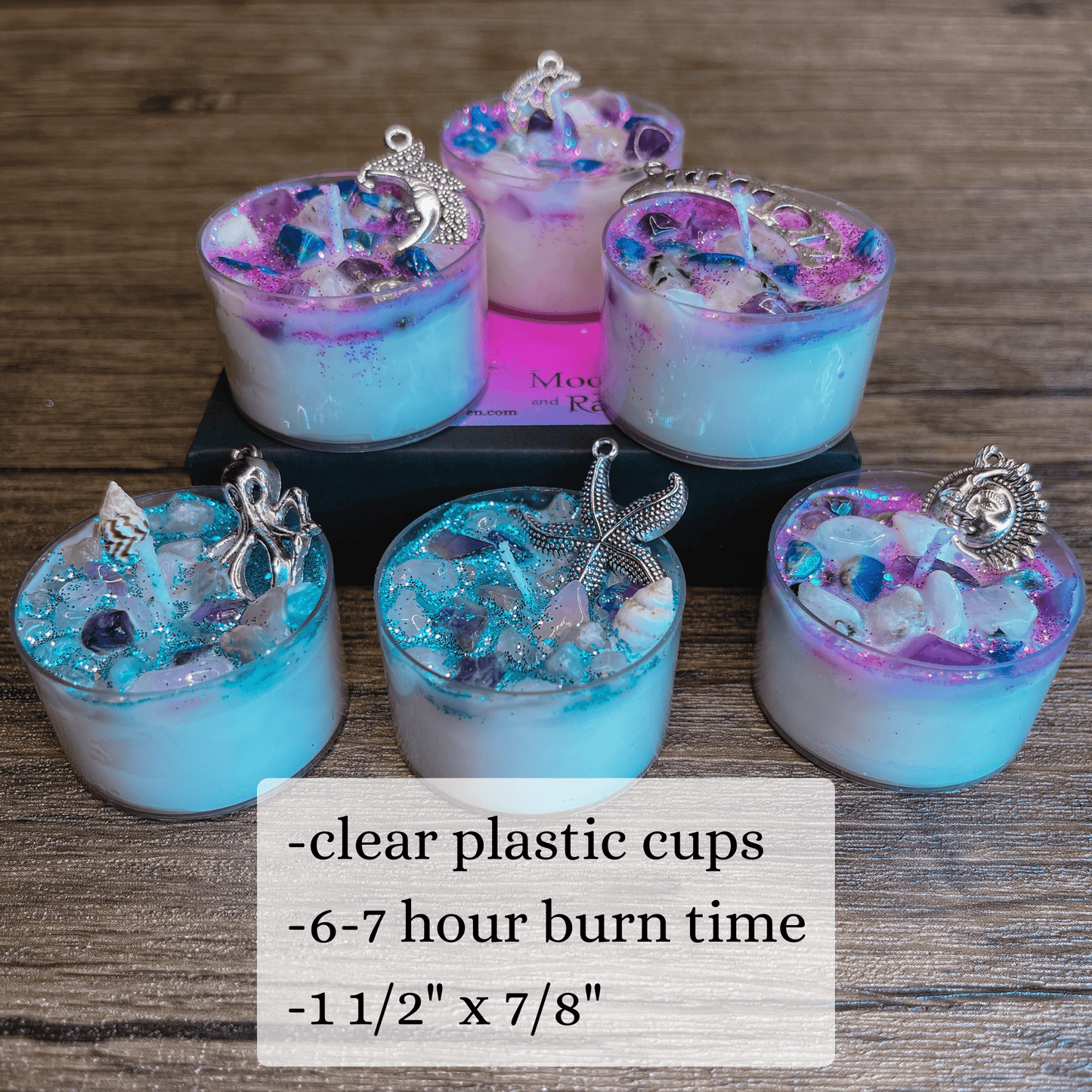 Moon Magick Tealight Crystal Candles, Ritual Candles Moon Magick Tealight Crystal Candles, Ritual Candles