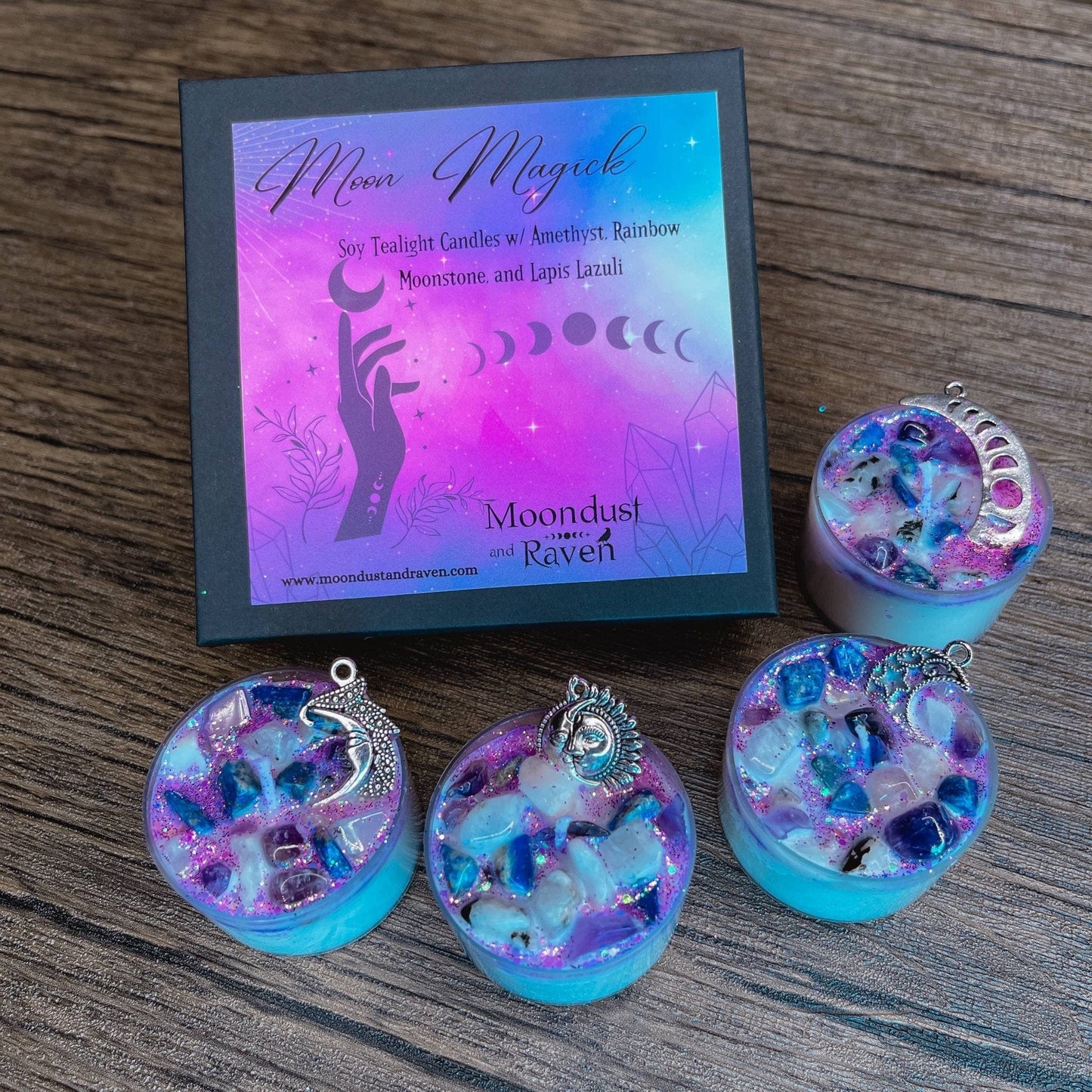 Moon Magick Tealight Crystal Candles, Ritual Candles Moon Magick Tealight Crystal Candles, Ritual Candles