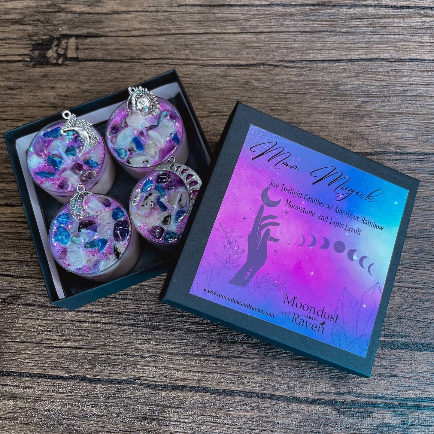 Moon Magick Tealight Crystal Candles, Ritual Candles Moon Magick Tealight Crystal Candles, Ritual Candles