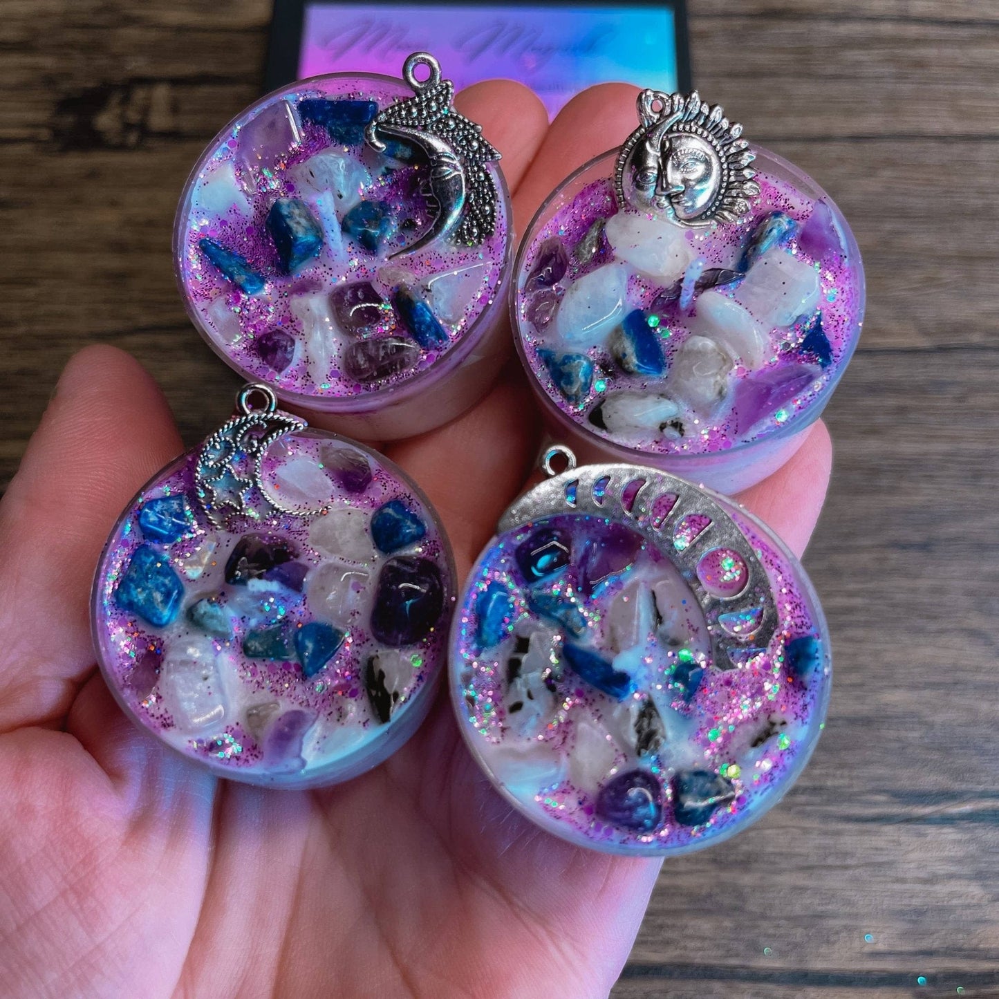 Moon Magick Tealight Crystal Candles, Ritual Candles Moon Magick Tealight Crystal Candles, Ritual Candles