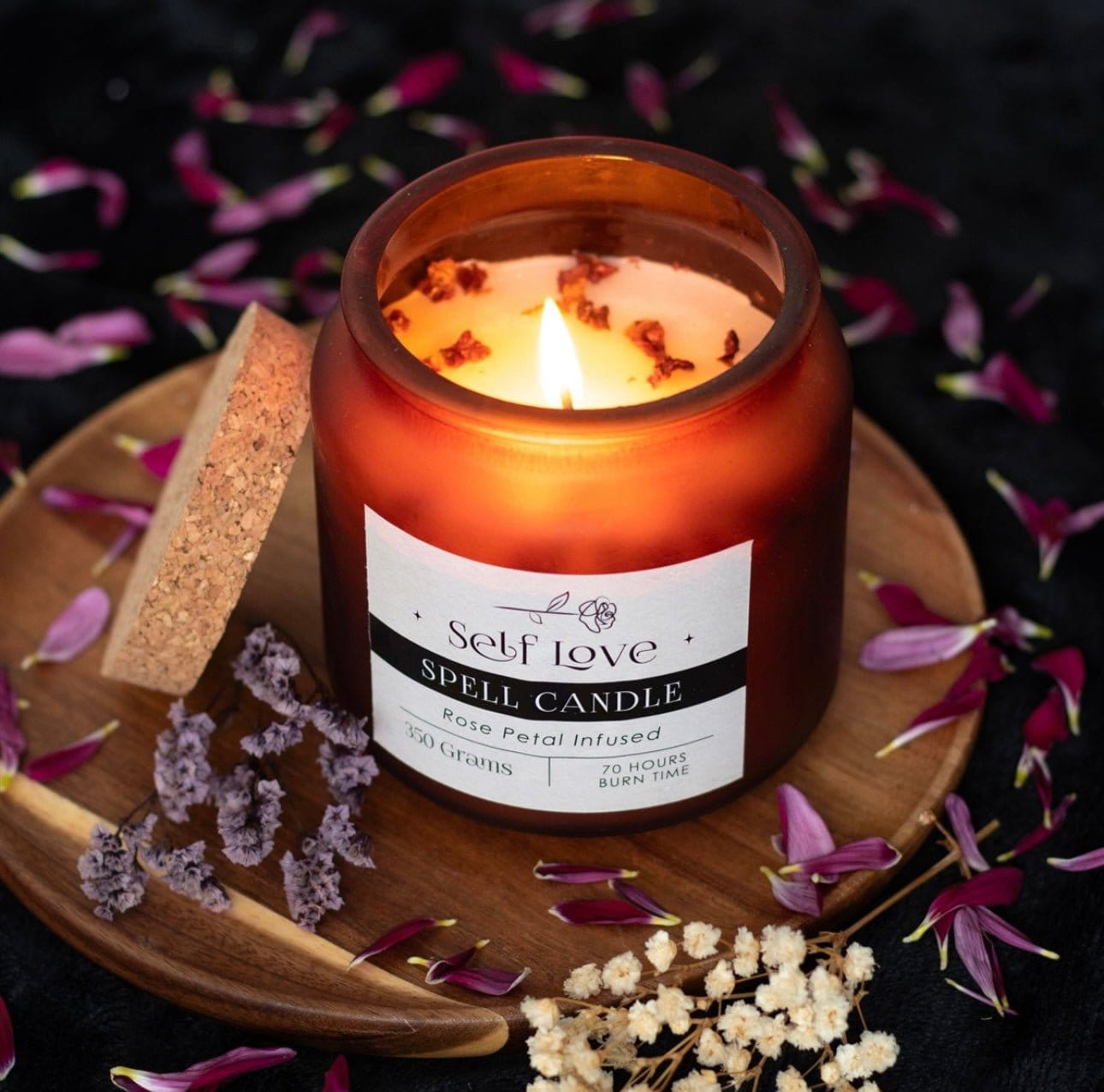 Rose Petal Infused Self Love Spell Candle Rose Petal Infused Self Love Spell Candle