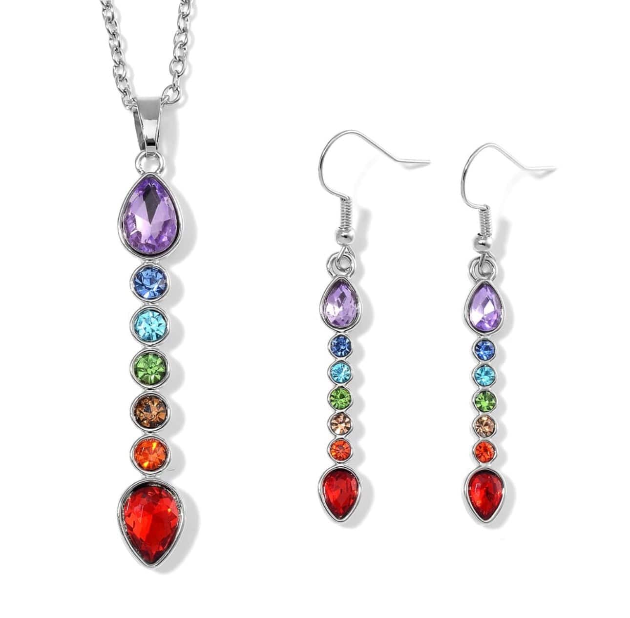 Seven Chakras Necklace and Earrings Set Seven Chakras Necklace and Earrings Set