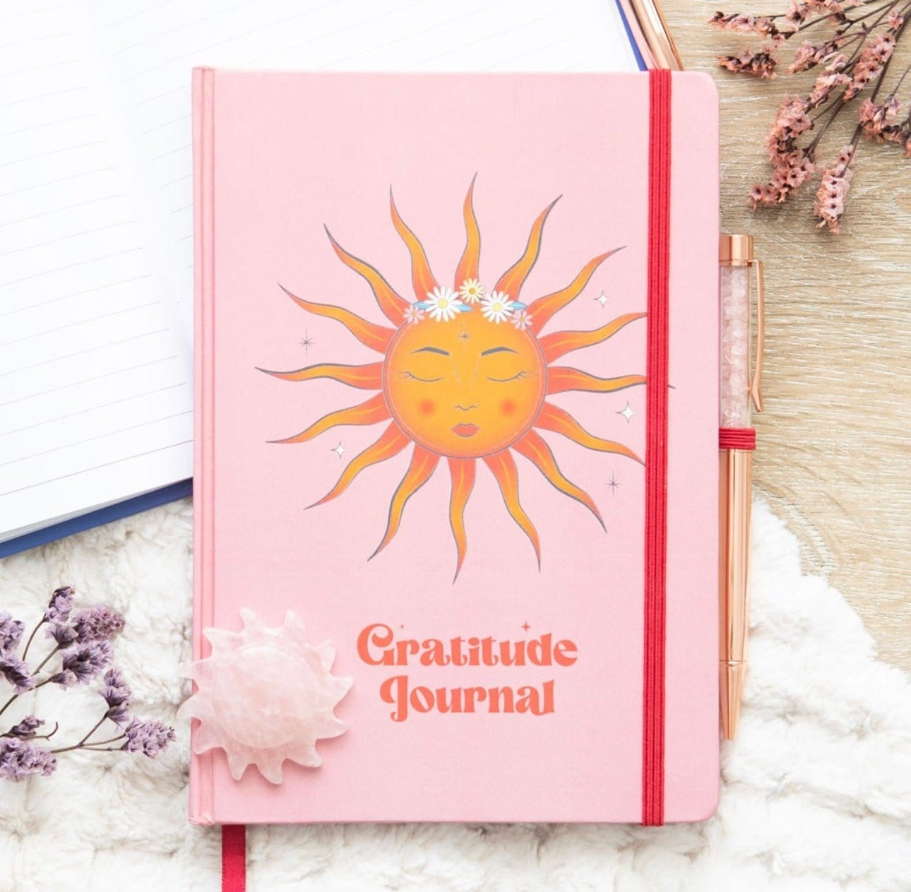 The Sun Gratitude Journal with Rose Quartz Pen The Sun Gratitude Journal with Rose Quartz Pen