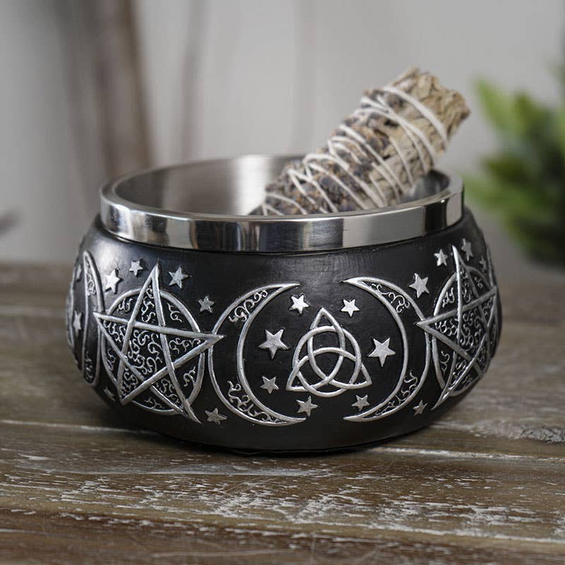 Triple Moon Resin Smudge Ritual Offering Bowl Triple Moon Resin Smudge Ritual Offering Bowl