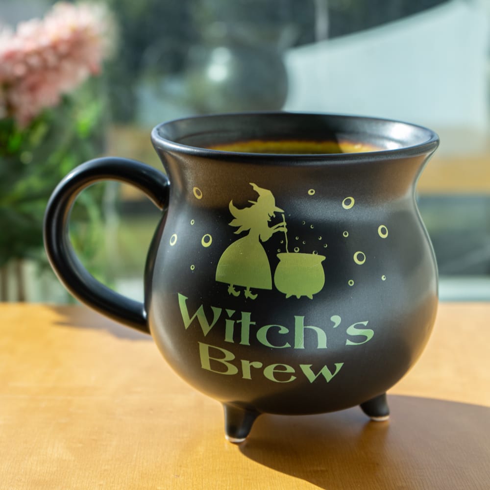 Witch's Brew Cauldron Mug – 32 oz Black Witch Coffee Cup