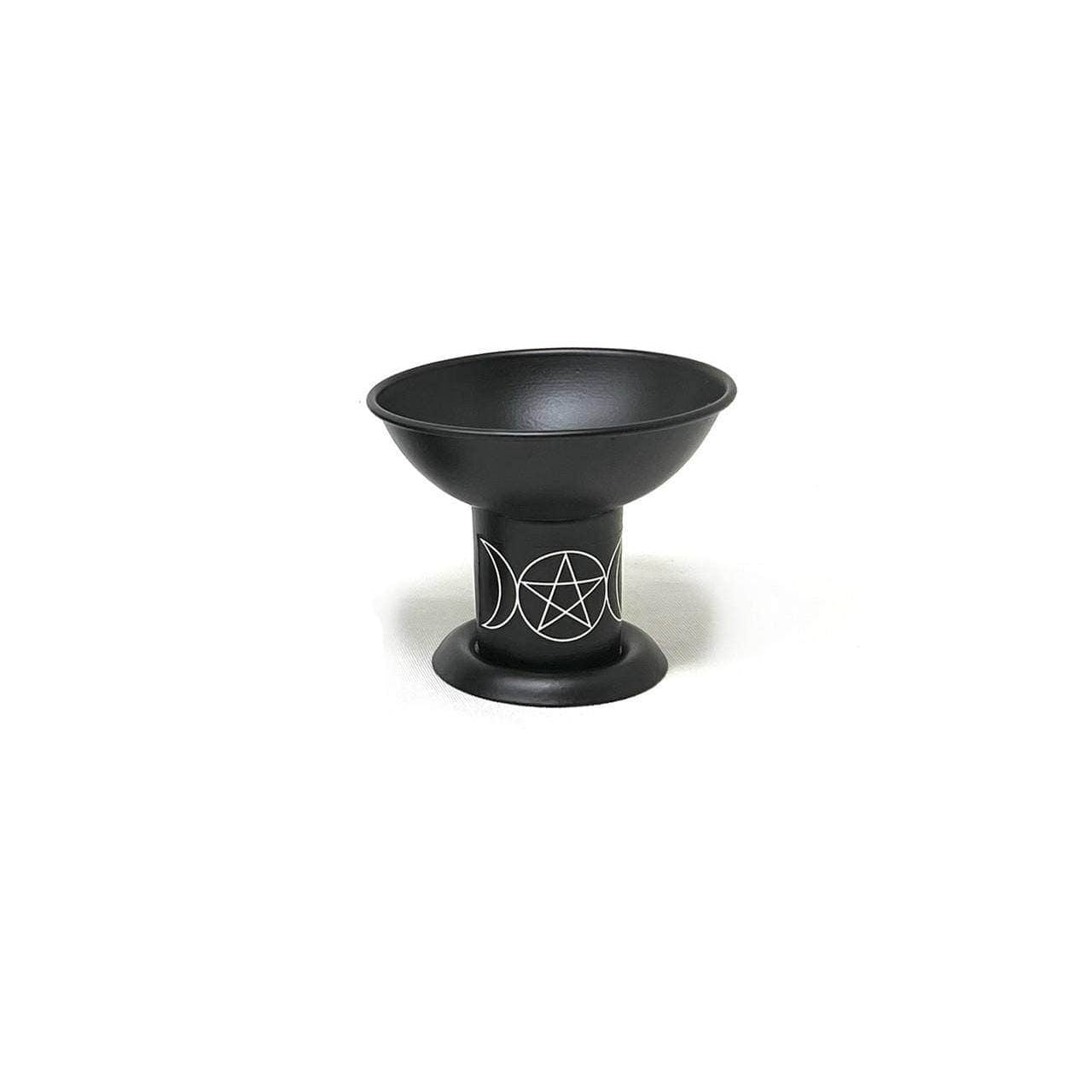 Triple Moon Pentacle Iron Charcoal & Incense Burner – 4"