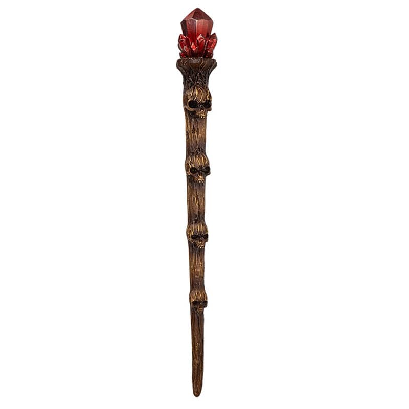Skull Crystal Magic Wand – Red Crystal Gothic Witch Wand
