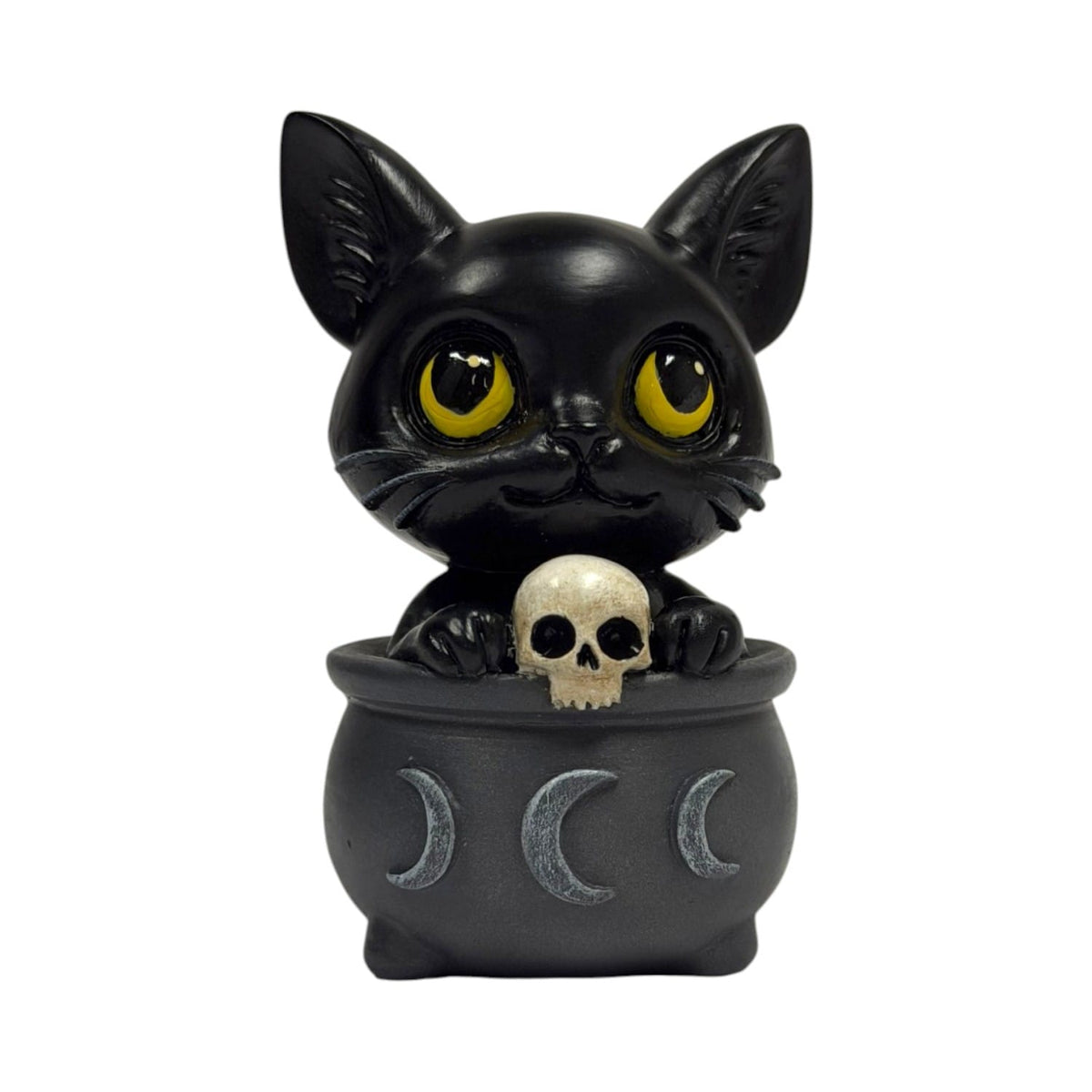 Potion Pals Salem Figurine – Black Cat in Triple Moon Cauldron