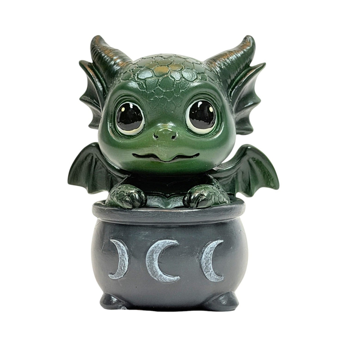 Potion Pals Draco Figurine – Cute Green Dragon in Triple Moon Cauldron