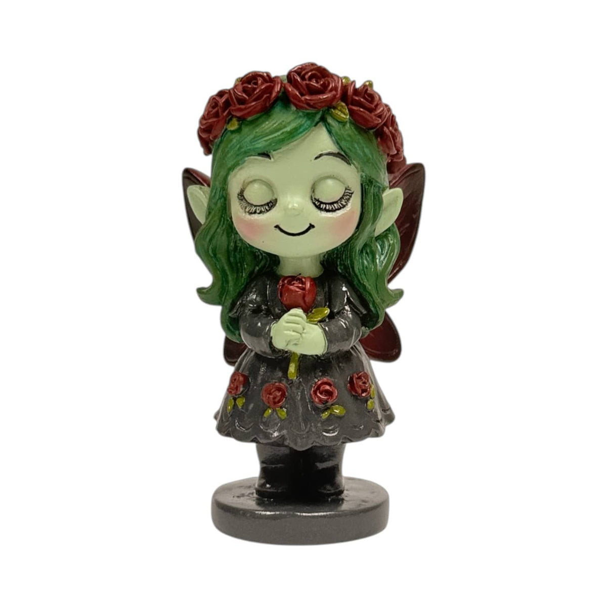 Spirit Fairies Elaria Figurine – Green Woodland Fairy with Red Roses