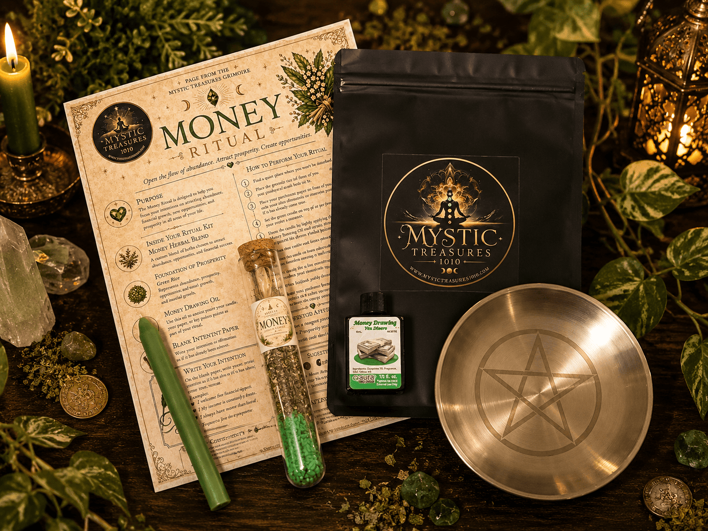 Money Ritual Kit | Candle, Herbs, Oil & Intention Spell Kit