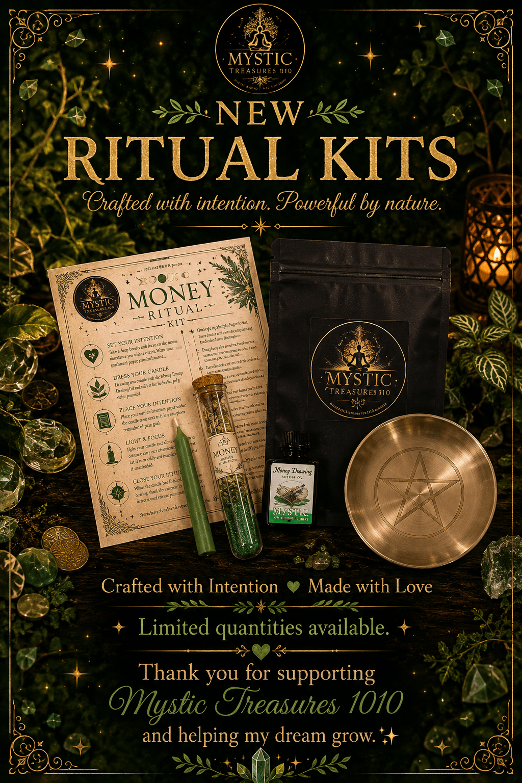 Money Ritual Kit | Candle, Herbs, Oil & Intention Spell Kit