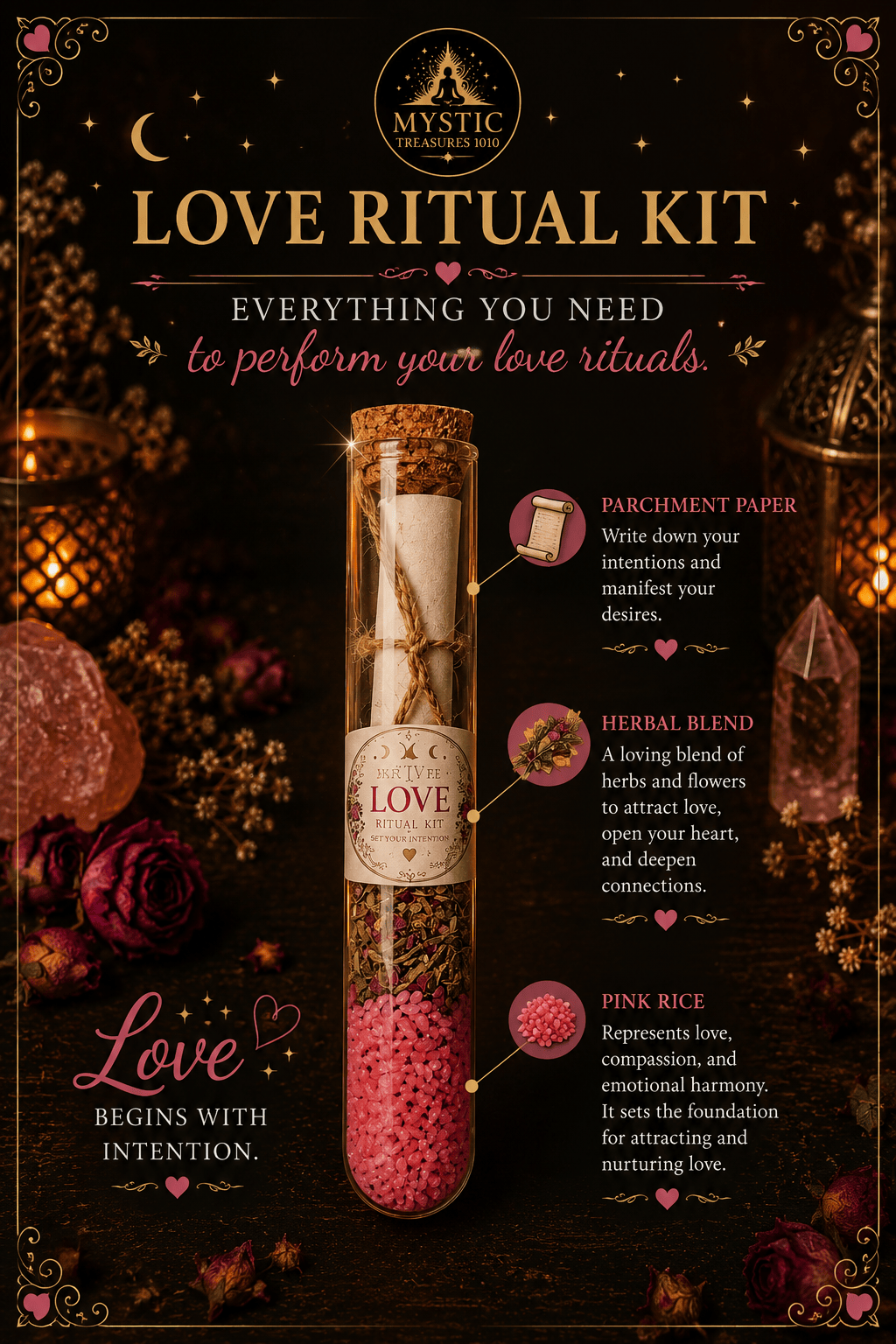 Love Ritual Kit | Candle, Herbs, Oil & Intention Spell Kit