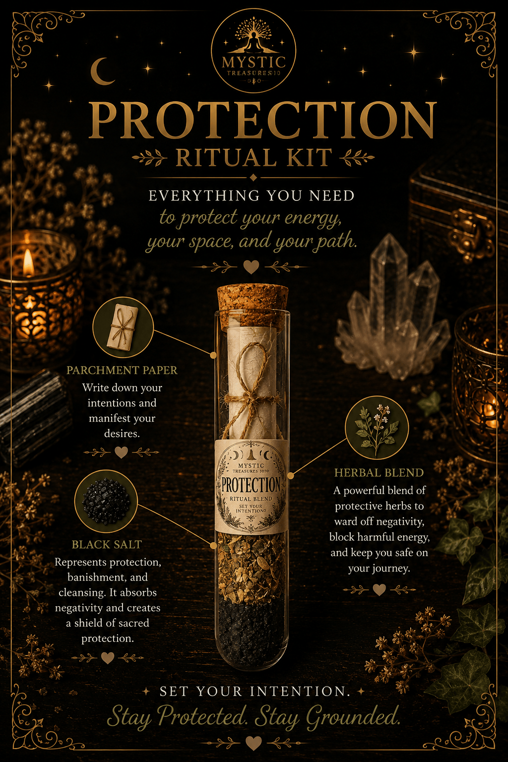 Protection Ritual Kit | Candle, Herbs, Oil & Intention Spell Kit