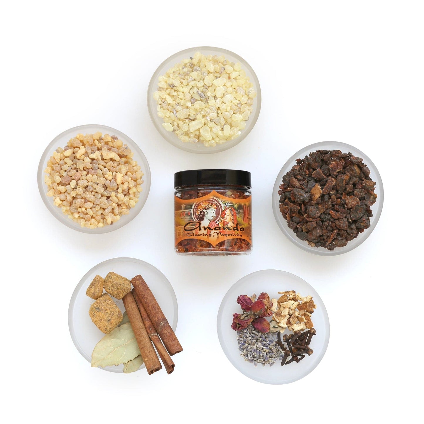 Ananda Resin Incense – Clearing Negativity Spiritual Incense – Citrus & Aromatic Woods (2.4 oz Jar)