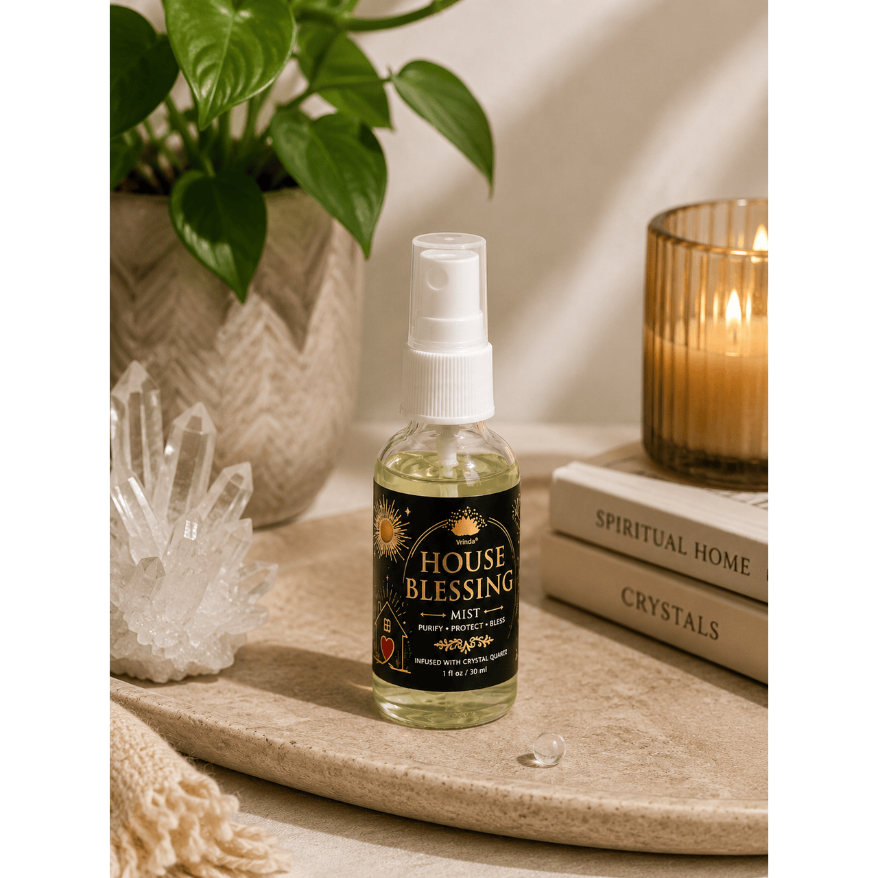 House Blessing Mist with Clear Quartz Crystal – 30 ml