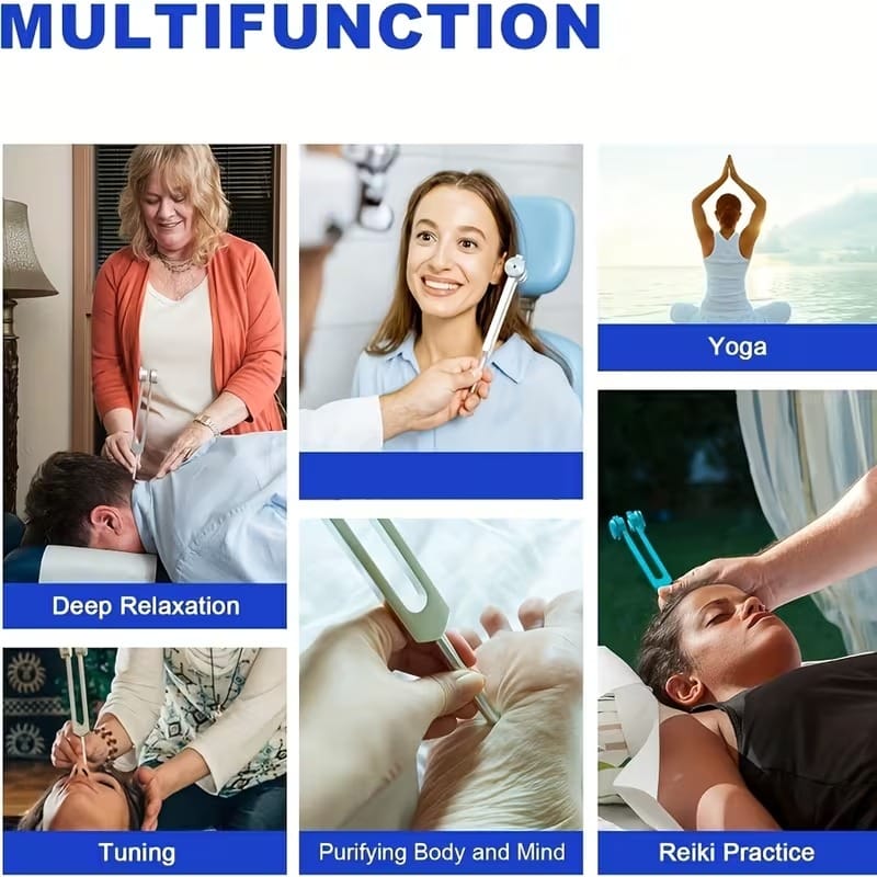 432Hz Tuning Fork Set – Sound Healing & Meditation Tool with Mallet, Cloth & Velvet Pouch (Beginner Friendly)