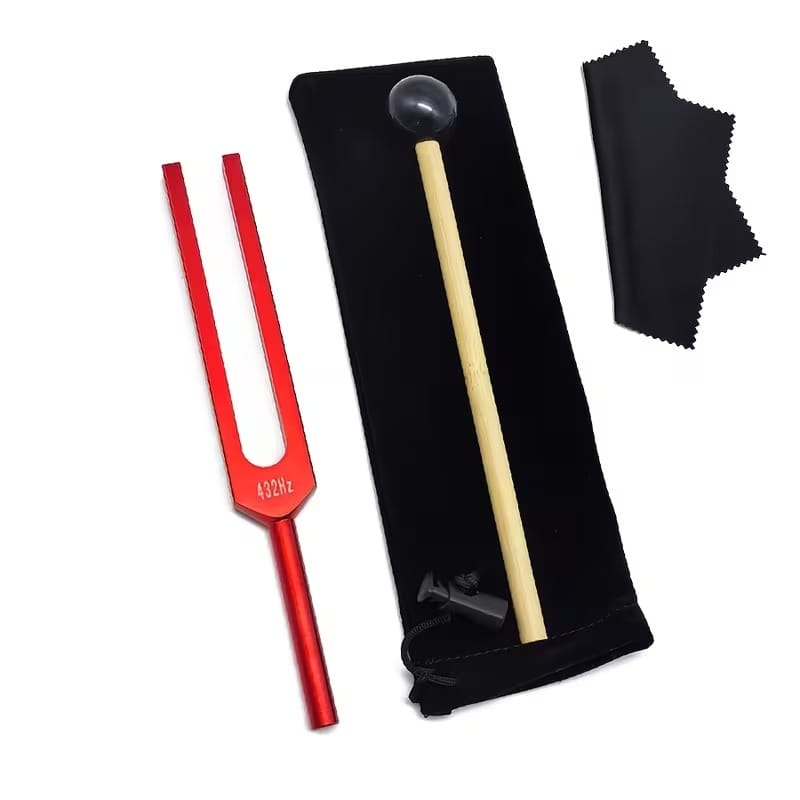 432Hz Tuning Fork Set – Sound Healing & Meditation Tool with Mallet, Cloth & Velvet Pouch (Beginner Friendly)