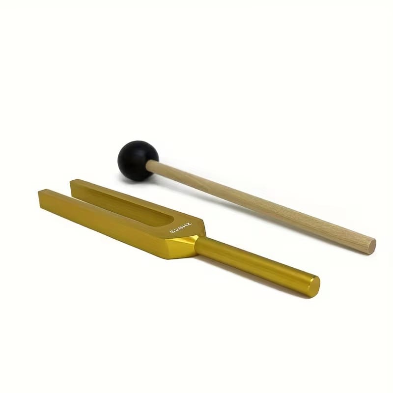 528Hz Tuning Fork Set – Sound Healing & Meditation Tool with Mallet, Cloth & Pouch (Golden Frequency)