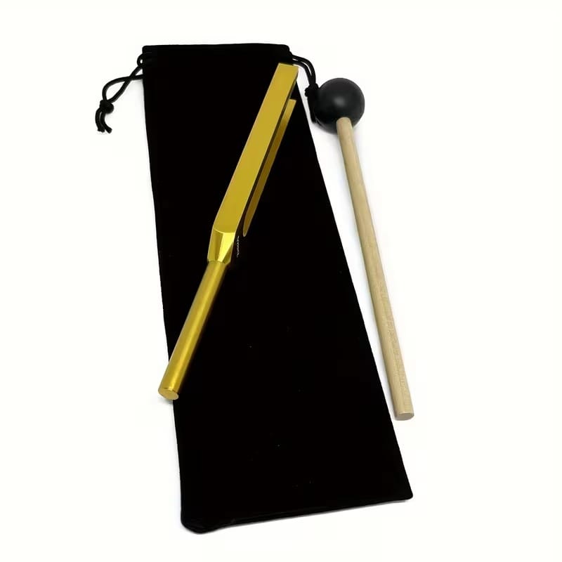 528Hz Tuning Fork Set – Sound Healing & Meditation Tool with Mallet, Cloth & Pouch (Golden Frequency)