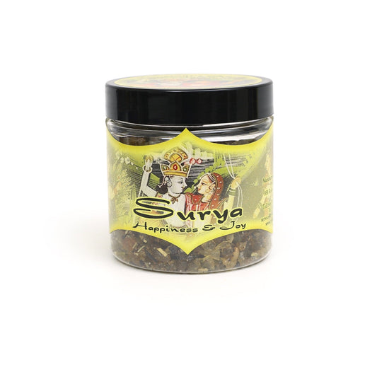 Surya Resin Incense – Happiness & Joy Spiritual Incense – Jasmine & Woody Oriental (2.4 oz Jar)