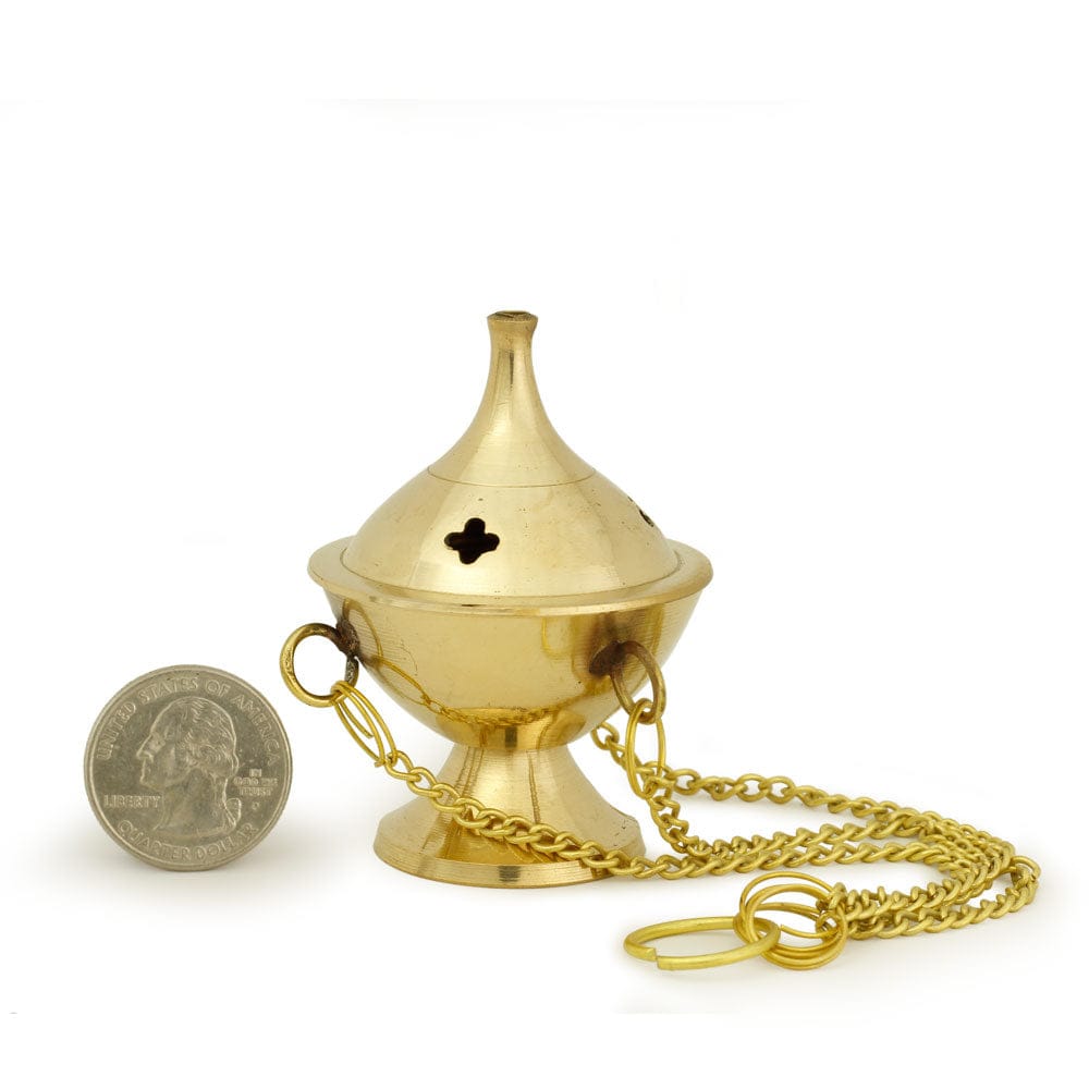 Mini Hanging Brass Incense Burner – Jali Design Resin & Cone Burner (2")