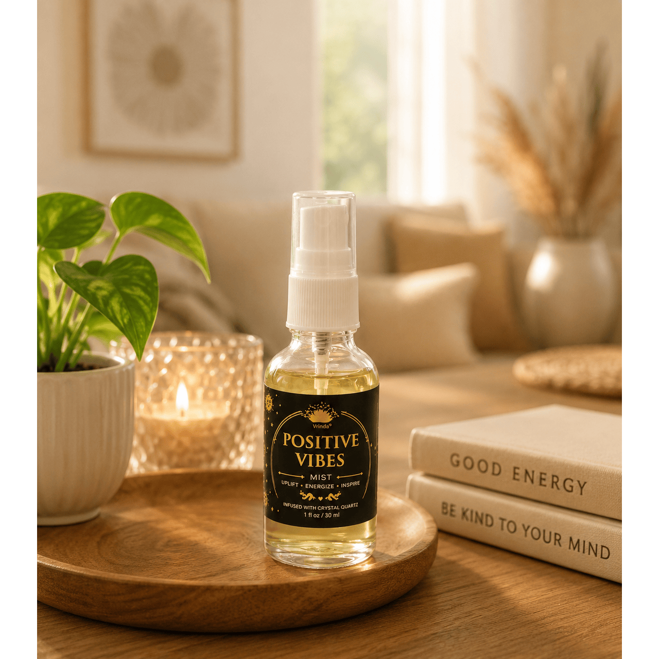 Positive Vibes Mist with Clear Quartz Crystal – 30 ml