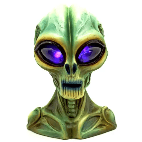 Large Alien Head with LED Eyes - Sci-Fi Gothic Decor Statue
