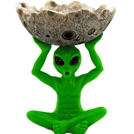 Alien Holding Moon Ashtray - UFO Gothic Ash Tray & Spooky Decor